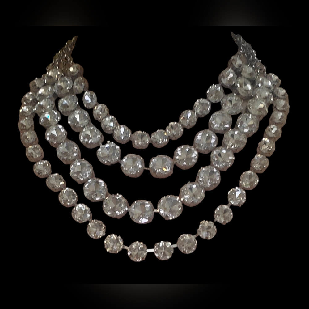 Silver Layered Rhinestone Necklace - Picture 3 of 3